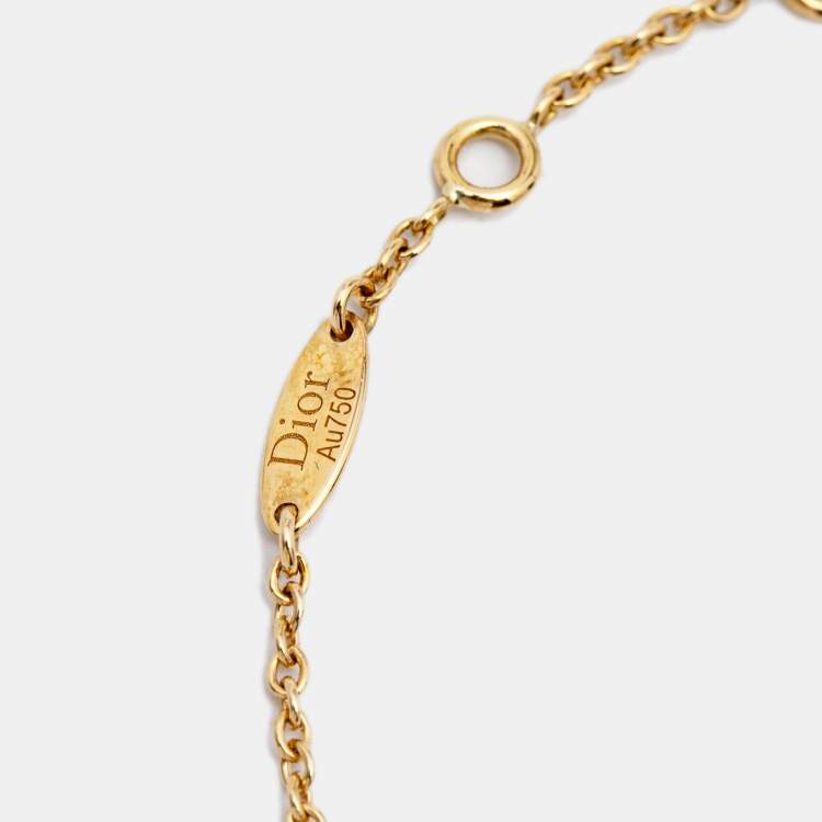Pre Owned Dior Rose Des Vents Mother of Pearl Diamond 18k Yellow Gold Bracelet