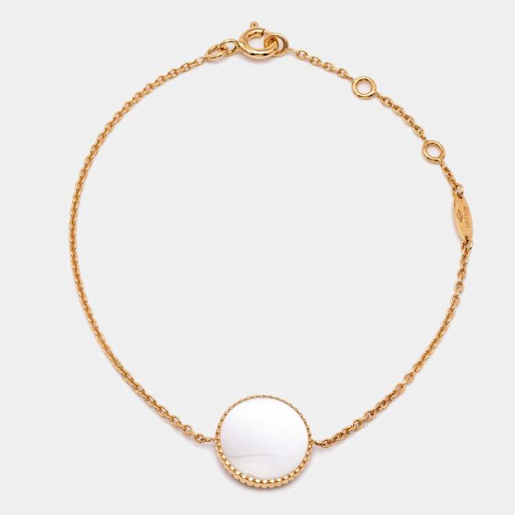 Pre Owned Dior Rose Des Vents Mother of Pearl Diamond 18k Yellow Gold Bracelet