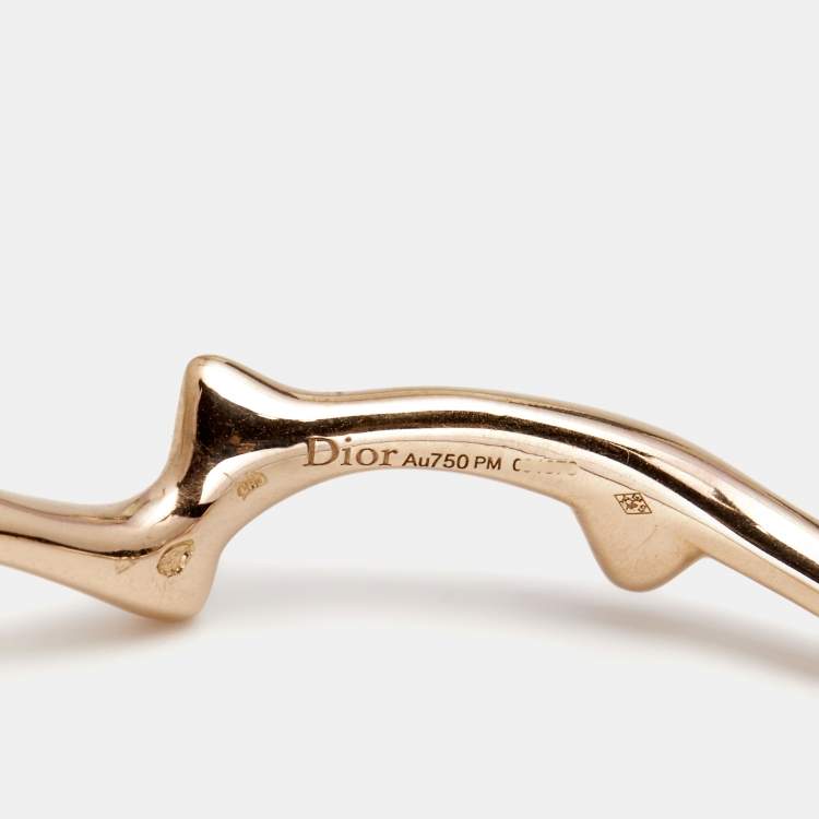 Pre Owned Dior Bois De Rose 18k Rose Gold Narrow Open Cuff Bracelet