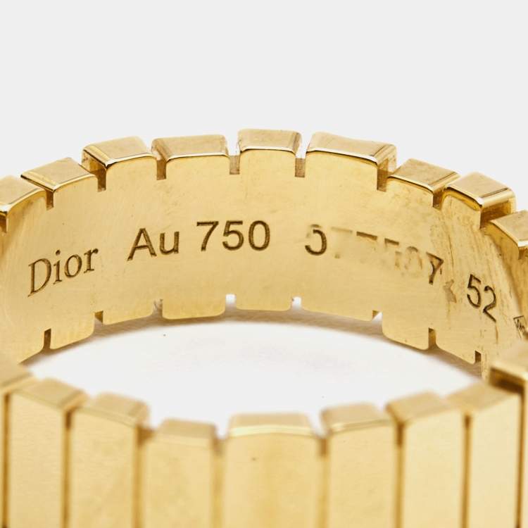 Pre Owned Dior Gem 18k Yellow Gold Band Ring Size 52