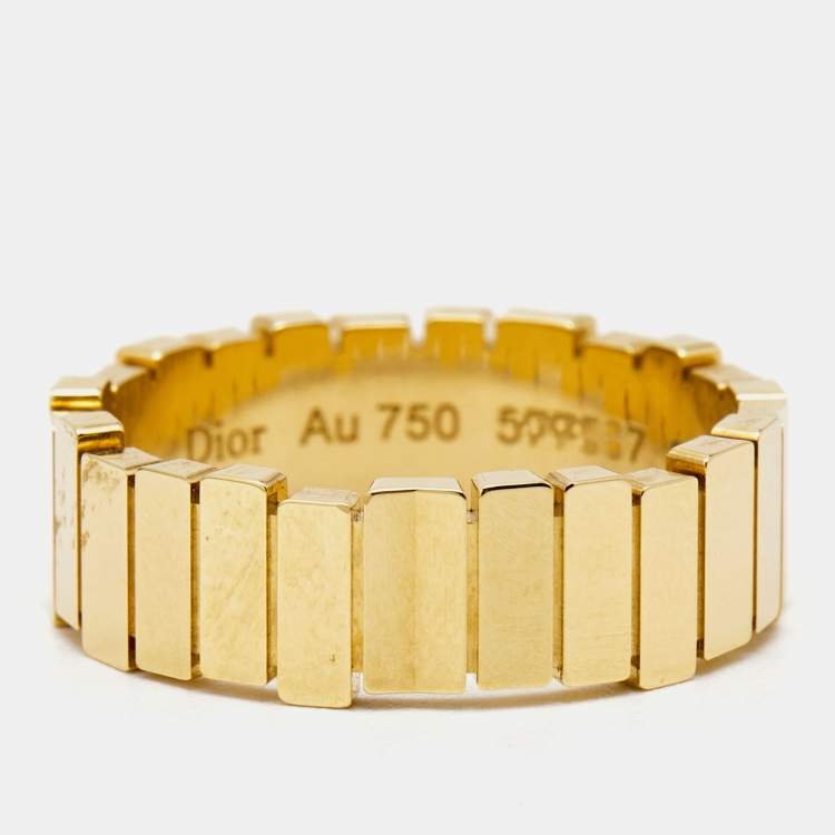 Pre Owned Dior Gem 18k Yellow Gold Band Ring Size 52