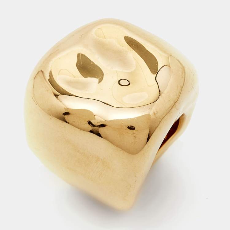 Pre Owned Dior Nougat 18k Yellow Gold Ring Size 51