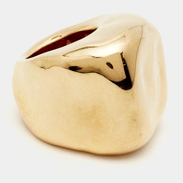 Pre Owned Dior Nougat 18k Yellow Gold Ring Size 51