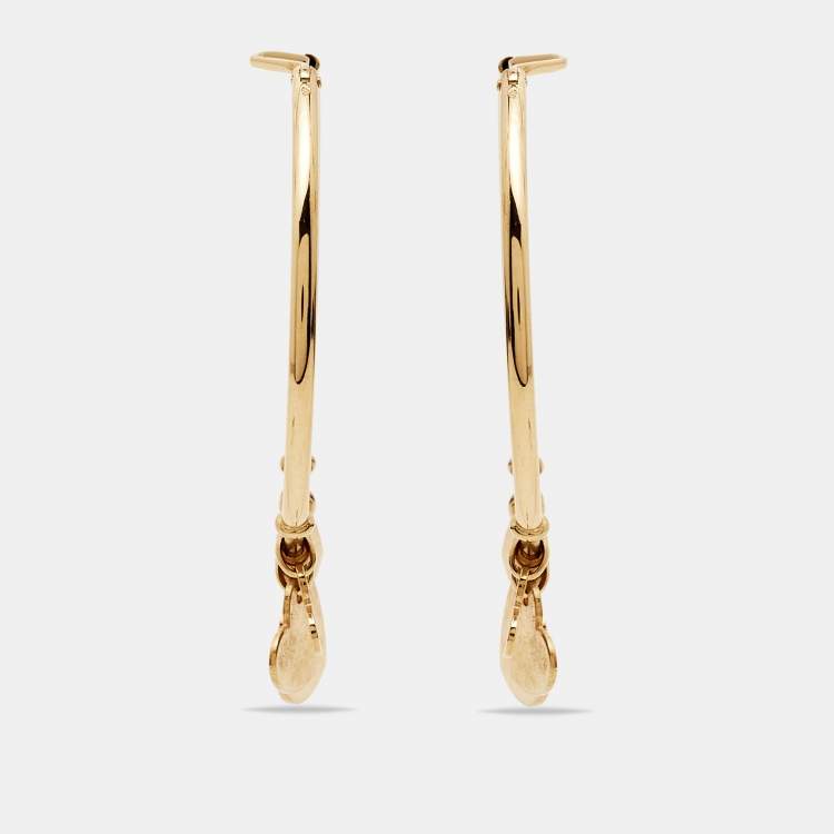 Pre Owned Dior Creoles 18k Yellow Gold Hoop Earrings