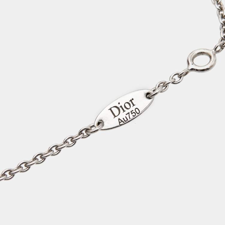 Pre Owned Dior Rose Des Vents Mother of Pearl Diamond 18k White Gold Bracelet