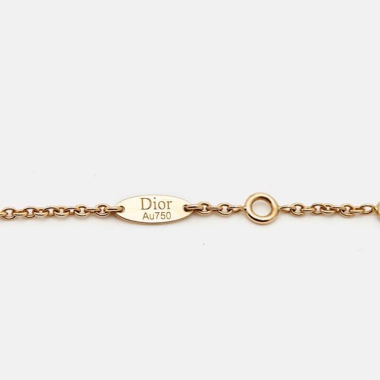 Pre Owned Dior Rose Des Vents Mother of Pearl Diamond 18k Yellow Gold Bracelet