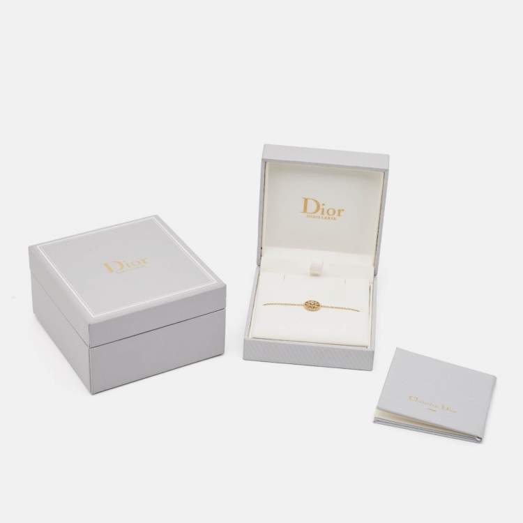 Pre Owned Dior Rose Des Vents Mother of Pearl Diamond 18k Yellow Gold Bracelet