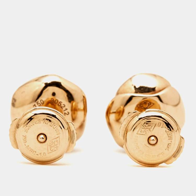 Pre Owned Dior Small Rose Couture Diamond 18k Rose Gold Earrings