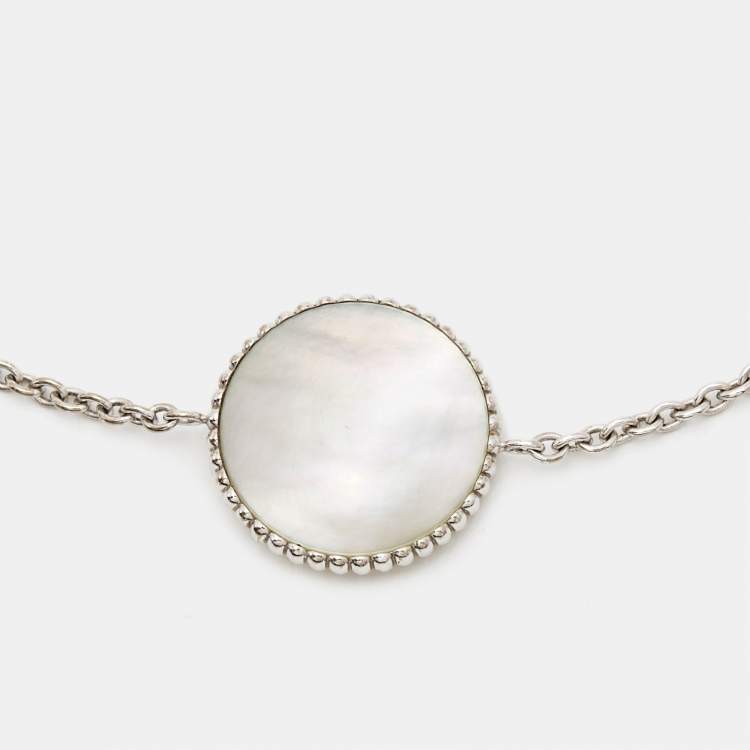 Pre Owned Dior Rose Des Vents Mother of Pearl Diamond 18k White Gold Bracelet