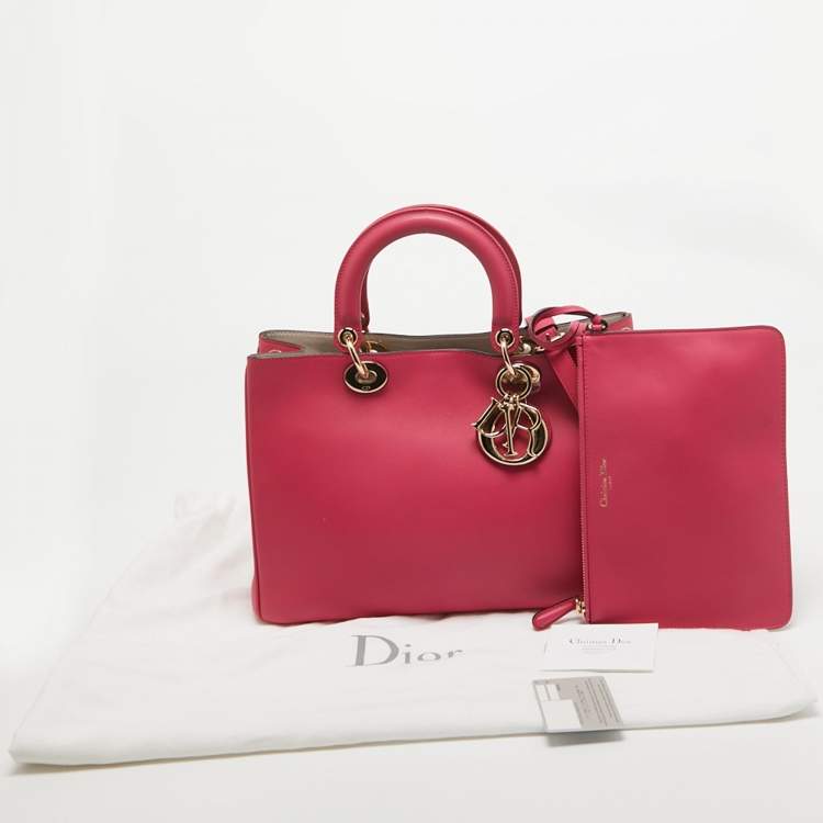 Pre Owned Dior Pink Leather Medium Diorissimo Shopper Tote
