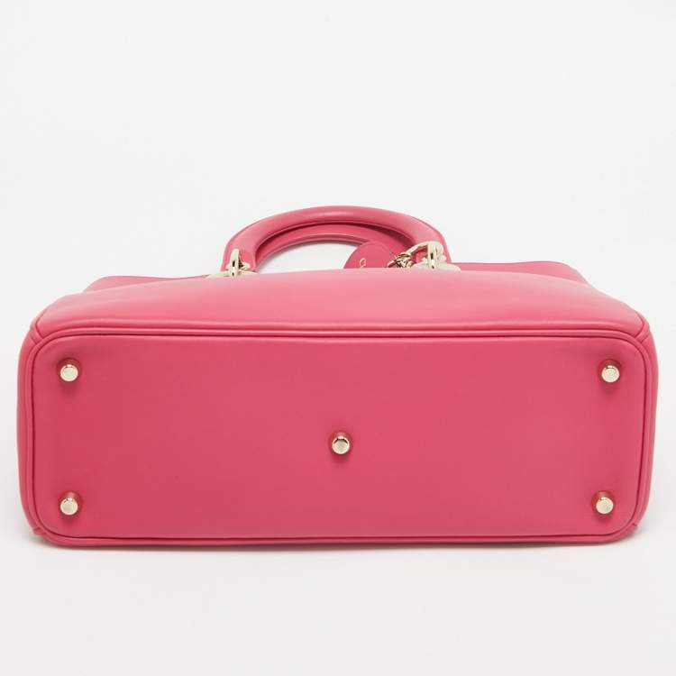Pre Owned Dior Pink Leather Medium Diorissimo Shopper Tote