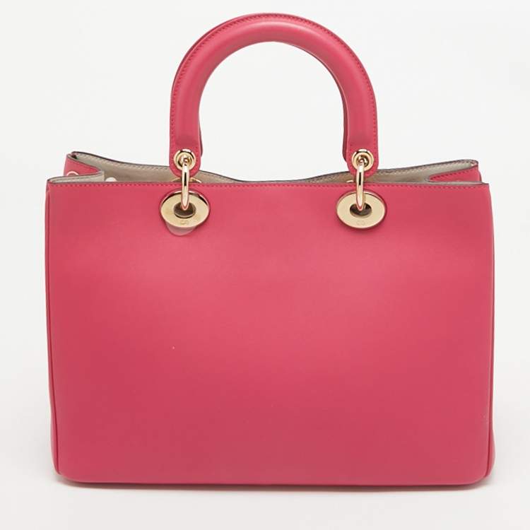 Pre Owned Dior Pink Leather Medium Diorissimo Shopper Tote