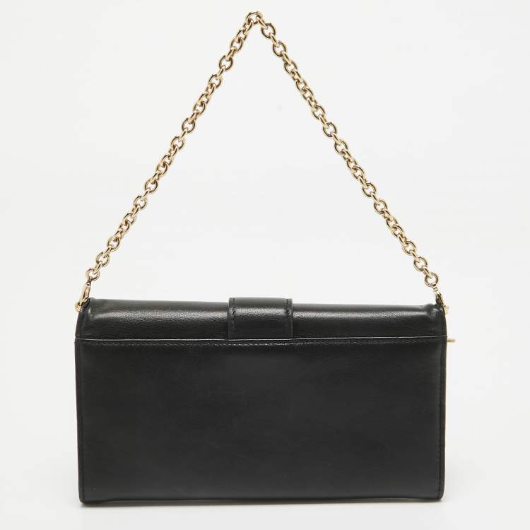 Pre Owned Dior Black Leather Montaigne 30 Wallet on Chain