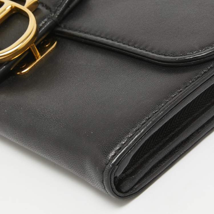 Pre Owned Dior Black Leather Montaigne 30 Wallet on Chain