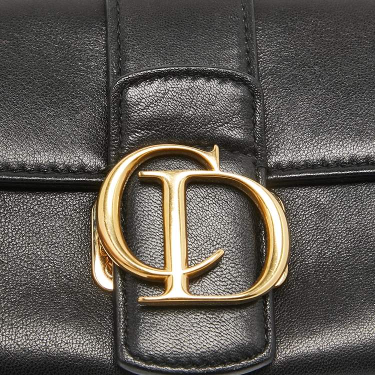 Pre Owned Dior Black Leather Montaigne 30 Wallet on Chain