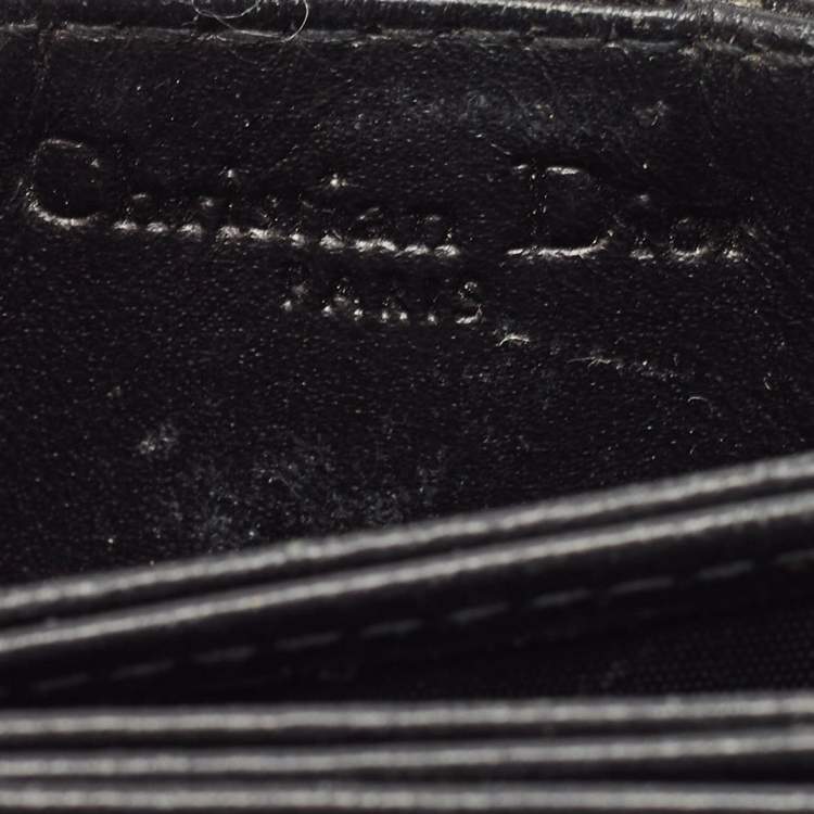مملوكة مسبقًا Dior Black Cannage Patent Leather Lady Dior 5 Gusset Card Holder