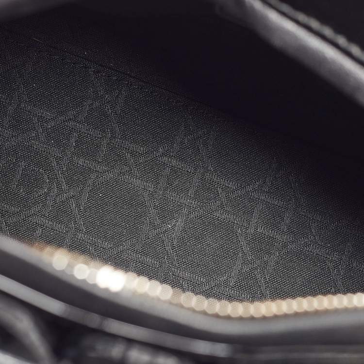 Pre Owned Dior Black Cannage Patent Leather Medium Lady Dior Tote