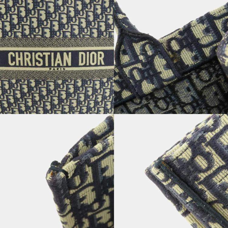 Pre Owned Dior Navy Blue Oblqiue Canvas Large Book Tote Tote Bag