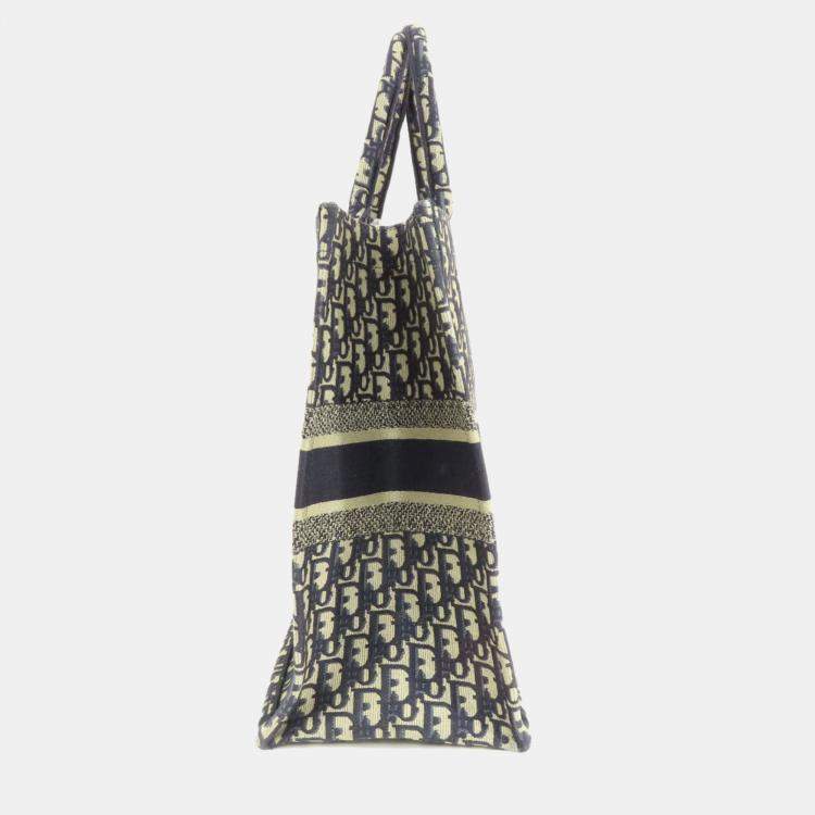 Pre Owned Dior Navy Blue Oblqiue Canvas Large Book Tote Tote Bag