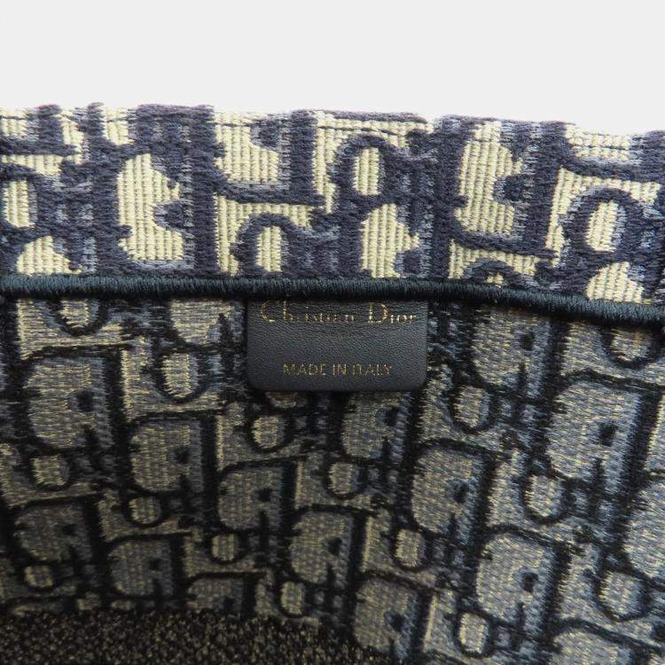 Pre Owned Dior Navy Blue Oblqiue Canvas Large Book Tote Tote Bag