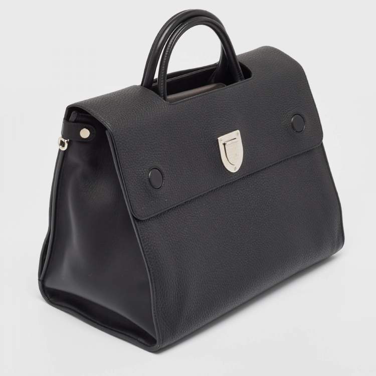 Pre Owned Dior Black Leather Large Diorever Top Handle Bag