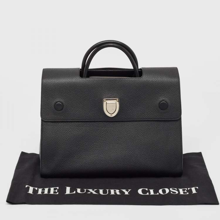 Pre Owned Dior Black Leather Large Diorever Top Handle Bag