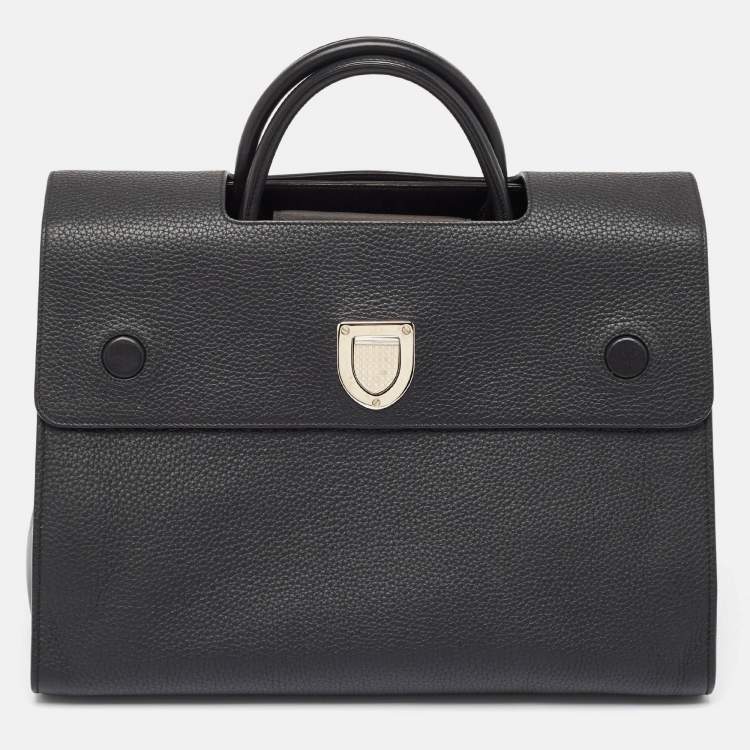Pre Owned Dior Black Leather Large Diorever Top Handle Bag