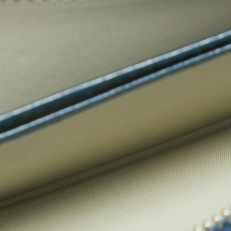 Pre Owned Dior Green Oblique Embossed Patent Leather Continental Flap Wallet
