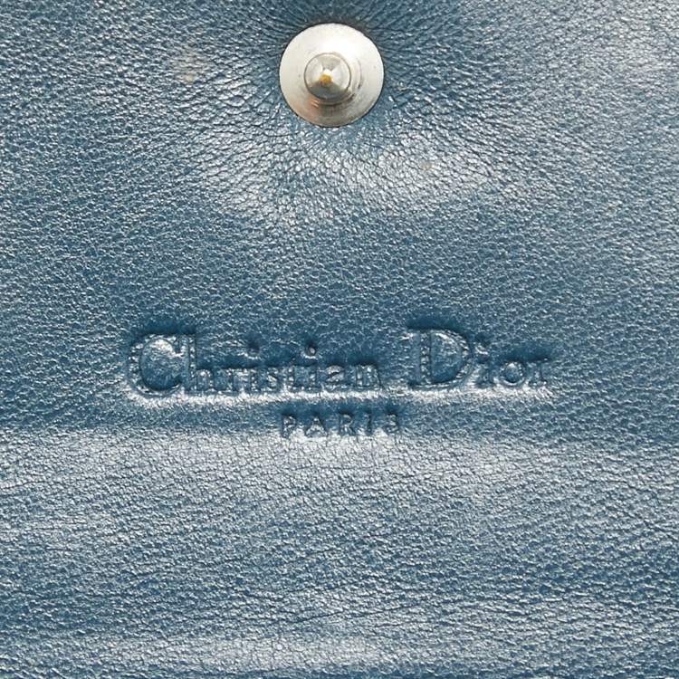 Pre Owned Dior Green Oblique Embossed Patent Leather Continental Flap Wallet