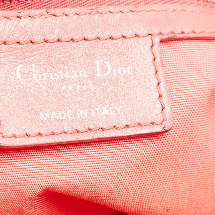 Pre Owned Dior Coral Pink Cannage Leather Granville Tote 