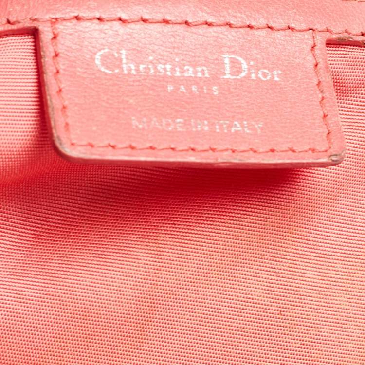 Pre Owned Dior Coral Pink Cannage Leather Granville Tote 