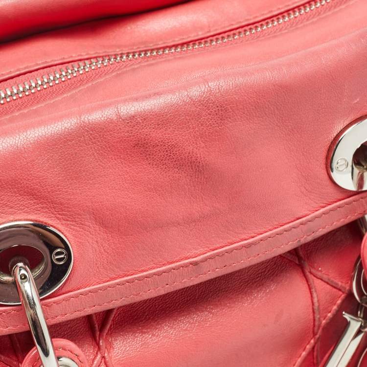 Pre Owned Dior Coral Pink Cannage Leather Granville Tote 