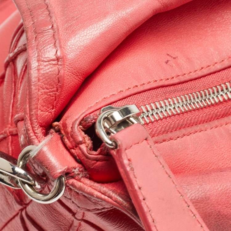 Pre Owned Dior Coral Pink Cannage Leather Granville Tote 