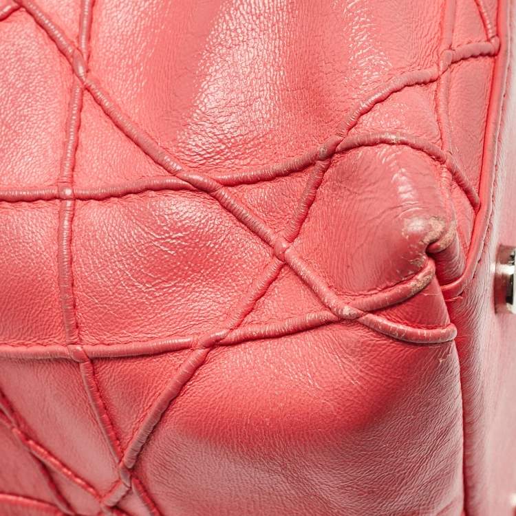 Pre Owned Dior Coral Pink Cannage Leather Granville Tote 