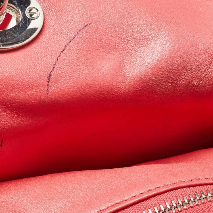 Pre Owned Dior Coral Pink Cannage Leather Granville Tote 