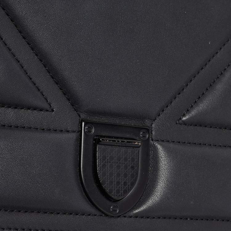 Pre Owned Dior Black Ultra Matte Leather Diorama Wallet on Chain