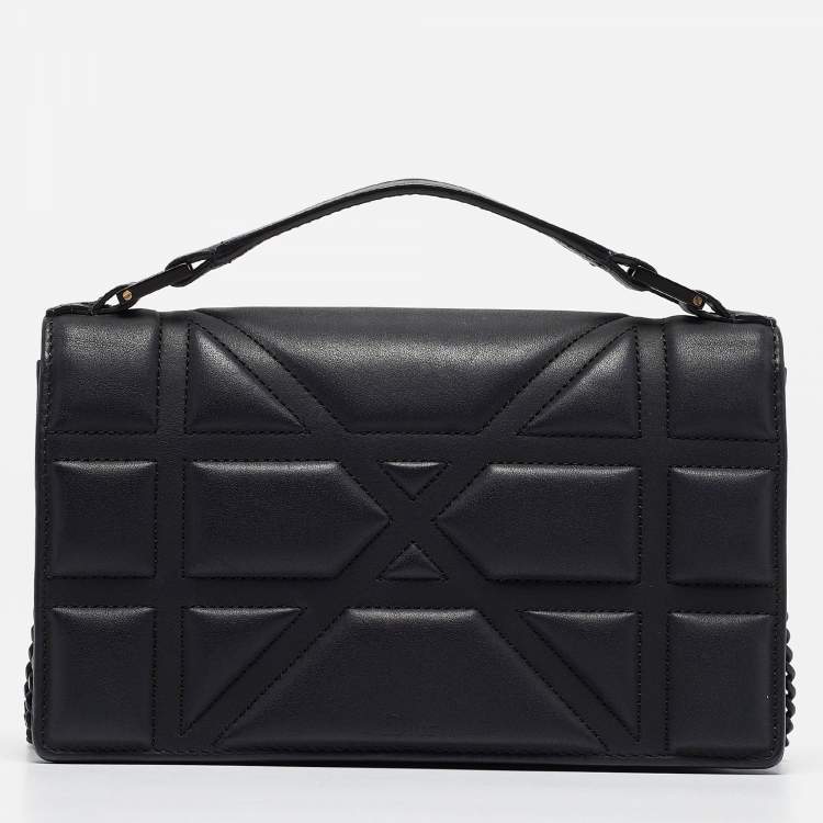 Pre Owned Dior Black Ultra Matte Leather Diorama Wallet on Chain