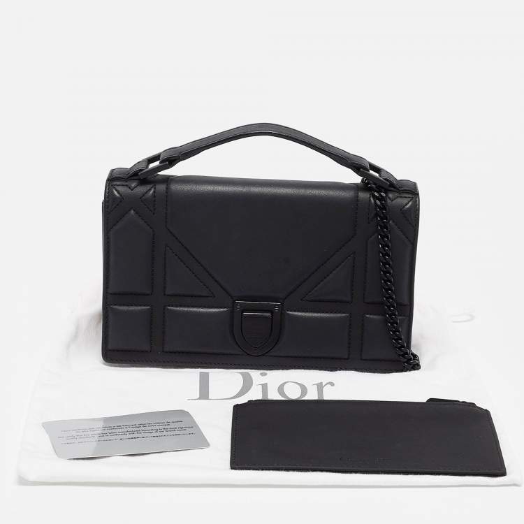 Pre Owned Dior Black Ultra Matte Leather Diorama Wallet on Chain