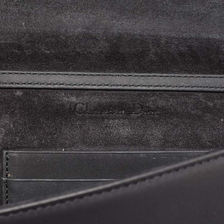 Pre Owned Dior Black Ultra Matte Leather Diorama Wallet on Chain