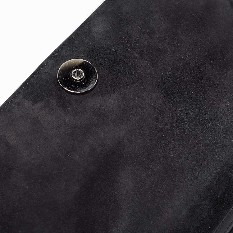 Pre Owned Dior Black Ultra Matte Leather Diorama Wallet on Chain