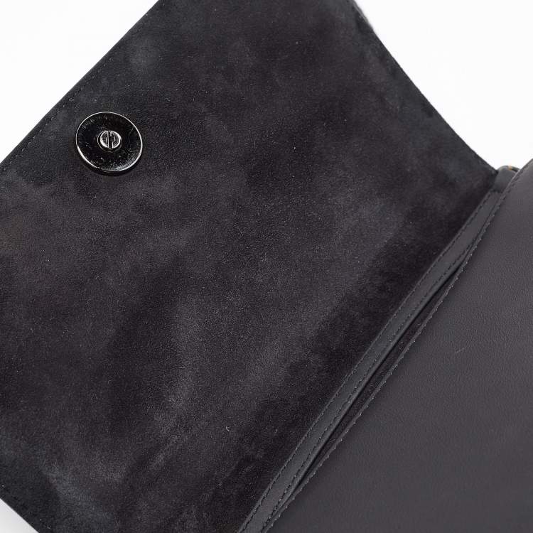 Pre Owned Dior Black Ultra Matte Leather Diorama Wallet on Chain