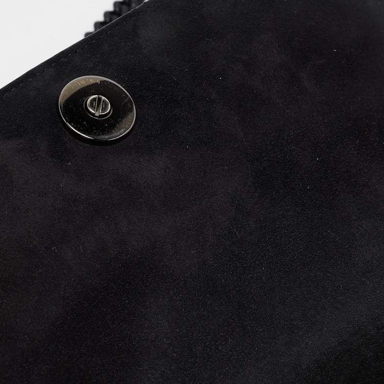 Pre Owned Dior Black Ultra Matte Leather Diorama Wallet on Chain