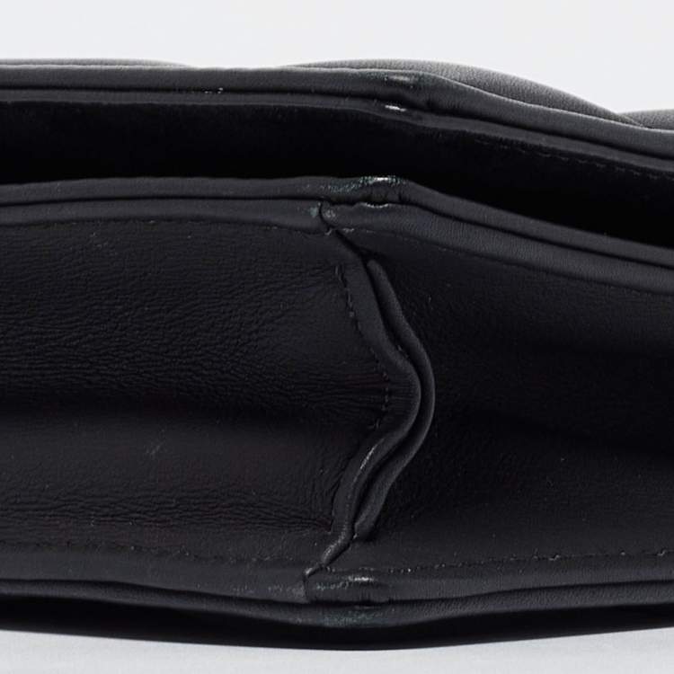 Pre Owned Dior Black Ultra Matte Leather Diorama Wallet on Chain