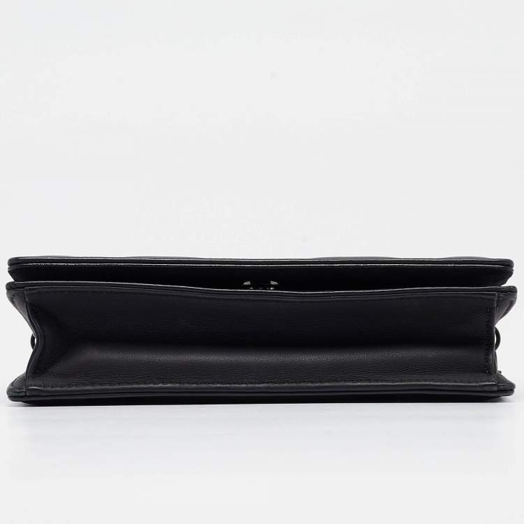 Pre Owned Dior Black Ultra Matte Leather Diorama Wallet on Chain