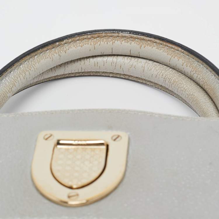 Pre Owned Dior Silver Leather Mini Diorever Tote