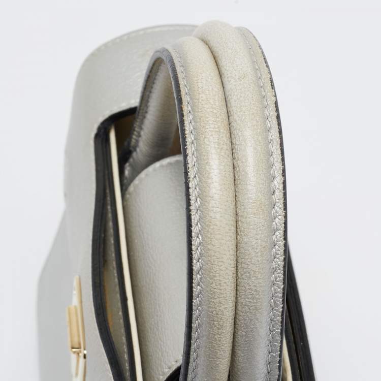Pre Owned Dior Silver Leather Mini Diorever Tote