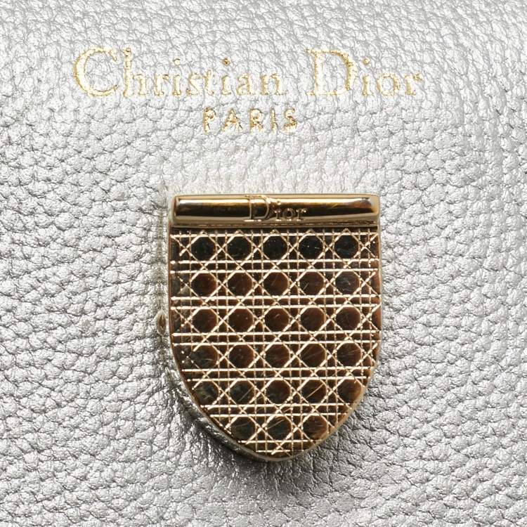 Pre Owned Dior Silver Leather Mini Diorever Tote