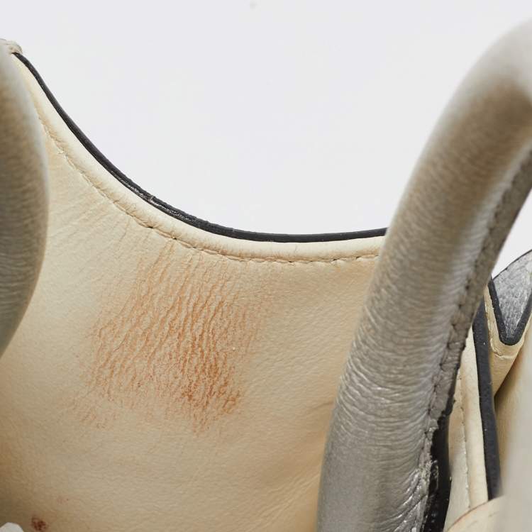 Pre Owned Dior Silver Leather Mini Diorever Tote