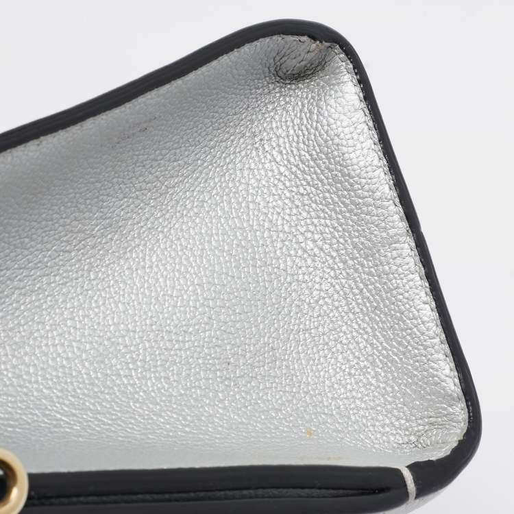 Pre Owned Dior Silver Leather Mini Diorever Tote