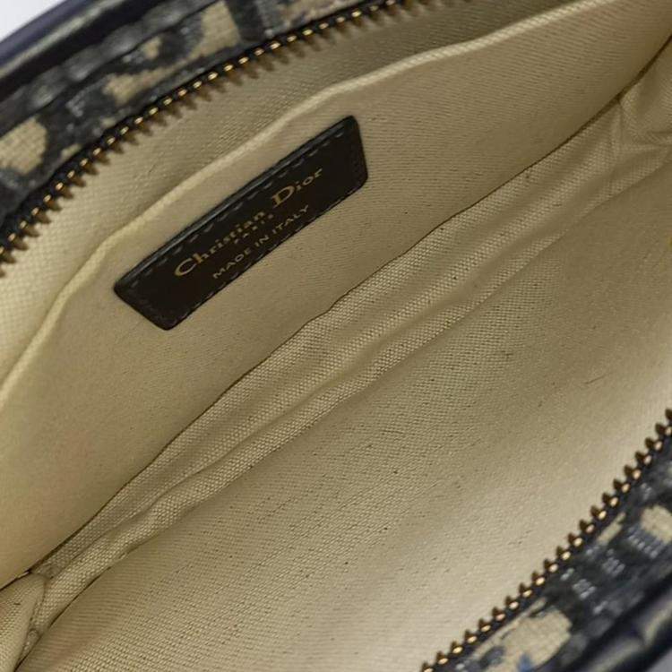 Pre Owned Dior Navy Blue/Biege Oblique Canvas Clutch Bag